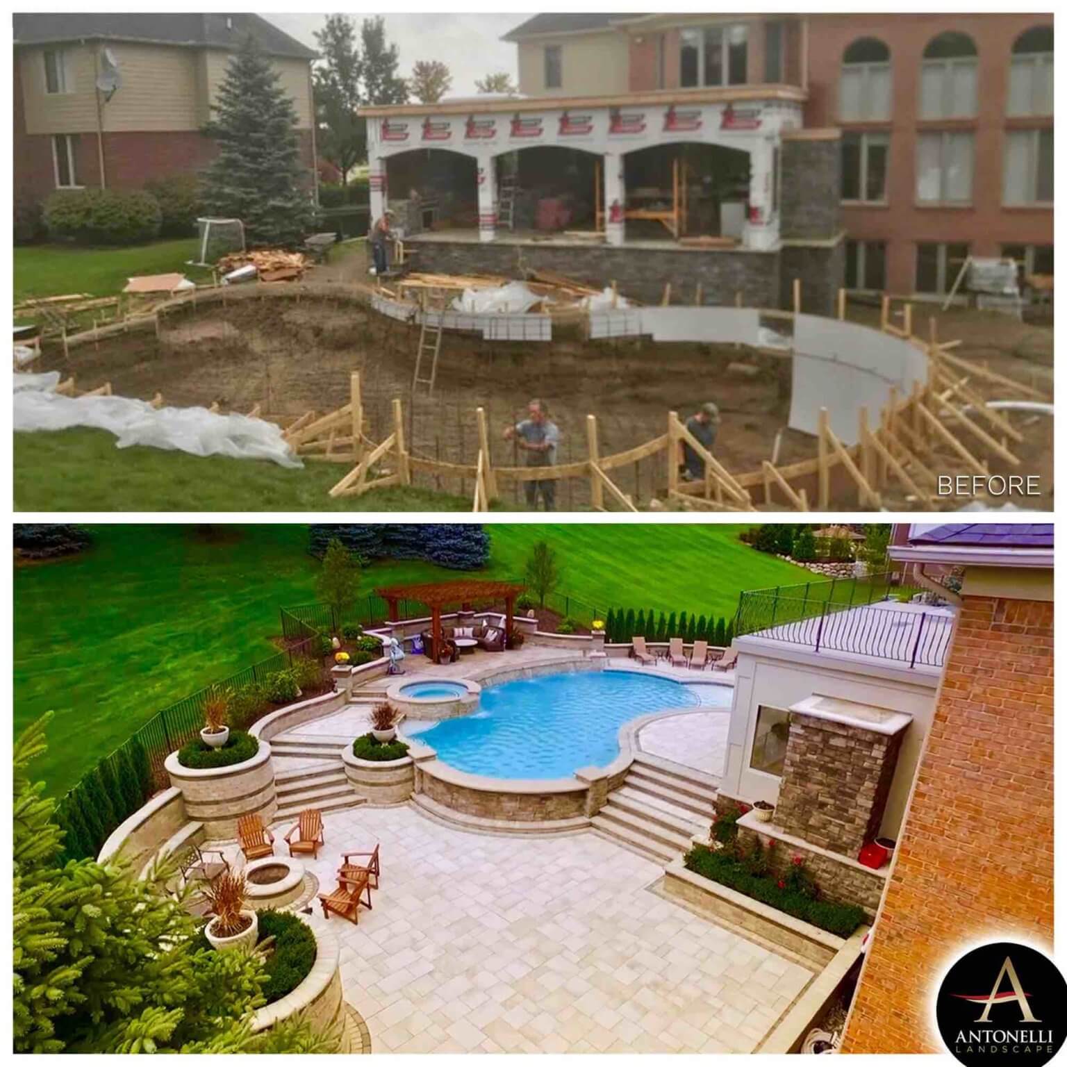 before and after pool & patio are installed
