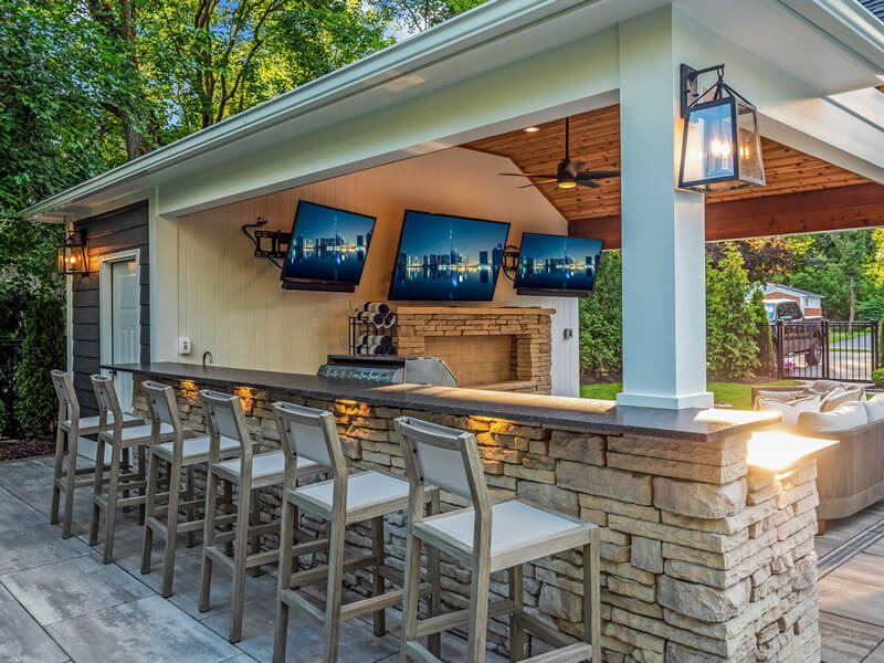 Bloomfield, MI Cabana, Gazebo, Outdoor Fireplace outdoor kitchen