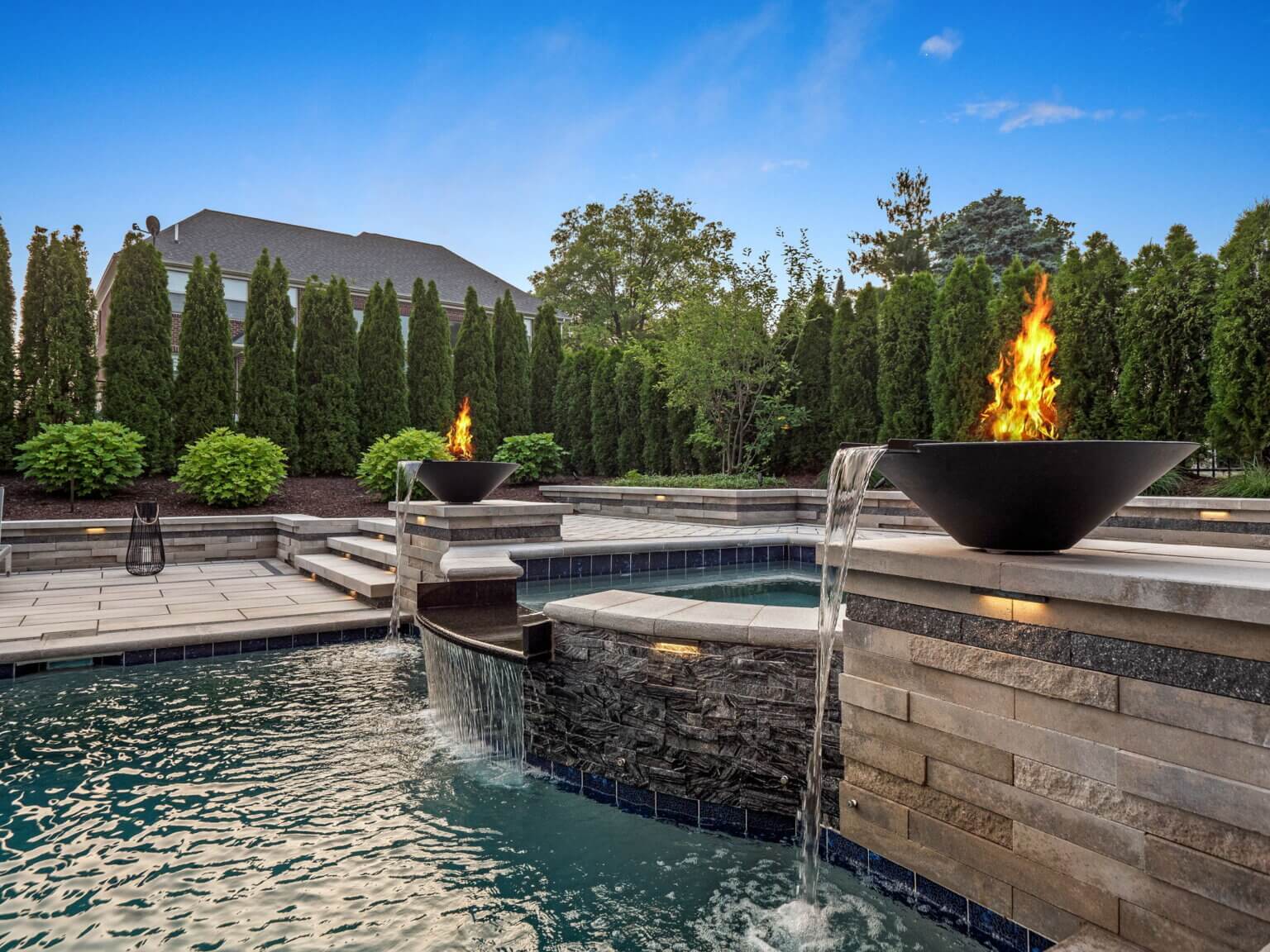 pool & raised spa freeform pool and spa inground pool custom gunite pool backyard living w/ inground pool luxury pool designer luxury custom pool builder  luxury gunite pool  gunite pool & wide spa